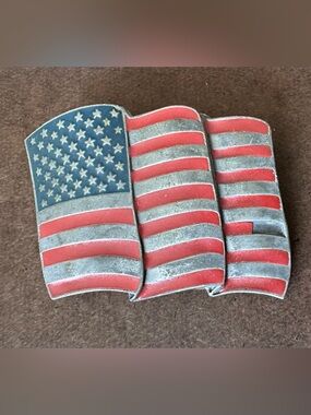 VINTAGE USA FLAG, PEWTER BELT BUCKLE. Old Glory
